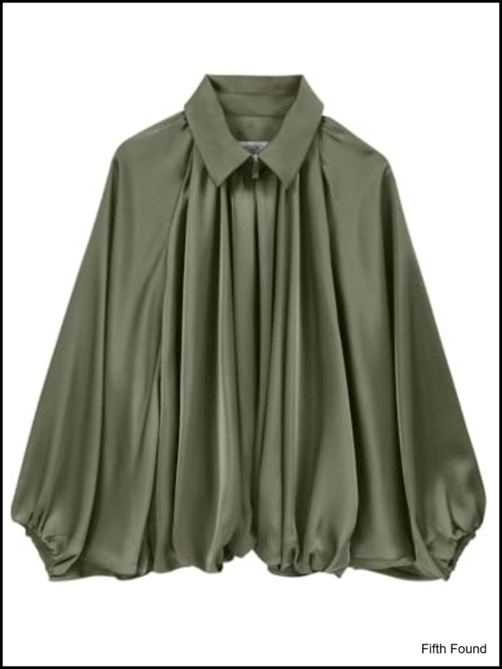 Satin Lyocell Blend Pleated Bomber Jacket Oversized Batwing Sleeve